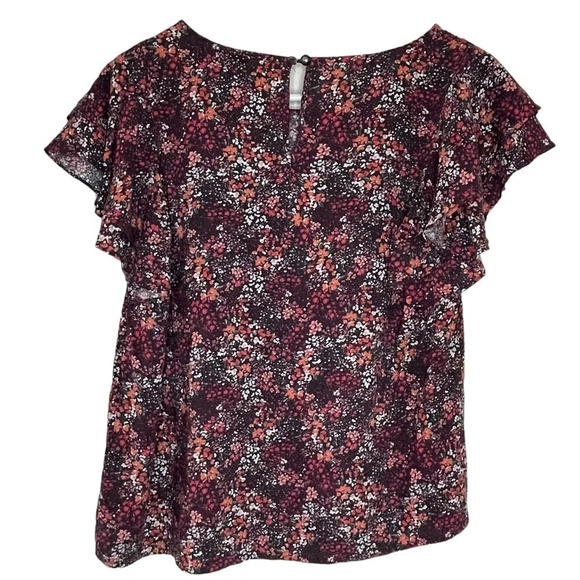 Cynthia Rowley Colorful Floral Flutter Sleeve Blouse Women’s Size Small Career - Picture 2 of 9